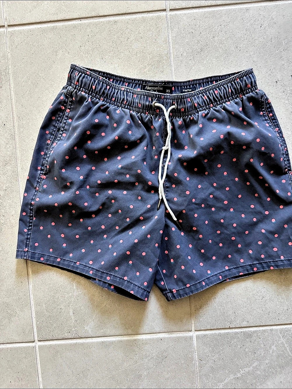 Abercrombie & Fitch Polka Dot Swim Trunks Blue & Pink extra small